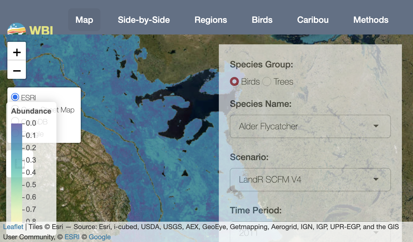 Western Boreal Initiative interactive abundance map for the Northwest Territories